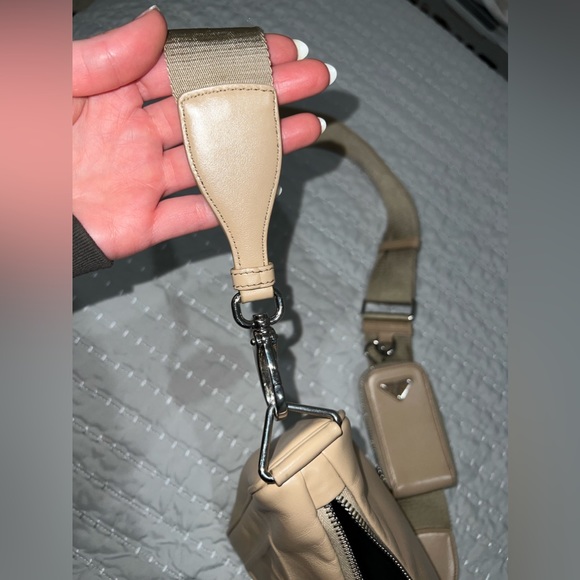Prada Triangle Leather Shoulder Bag in Sand Beige LIKE NEW - Picture 10 of 16